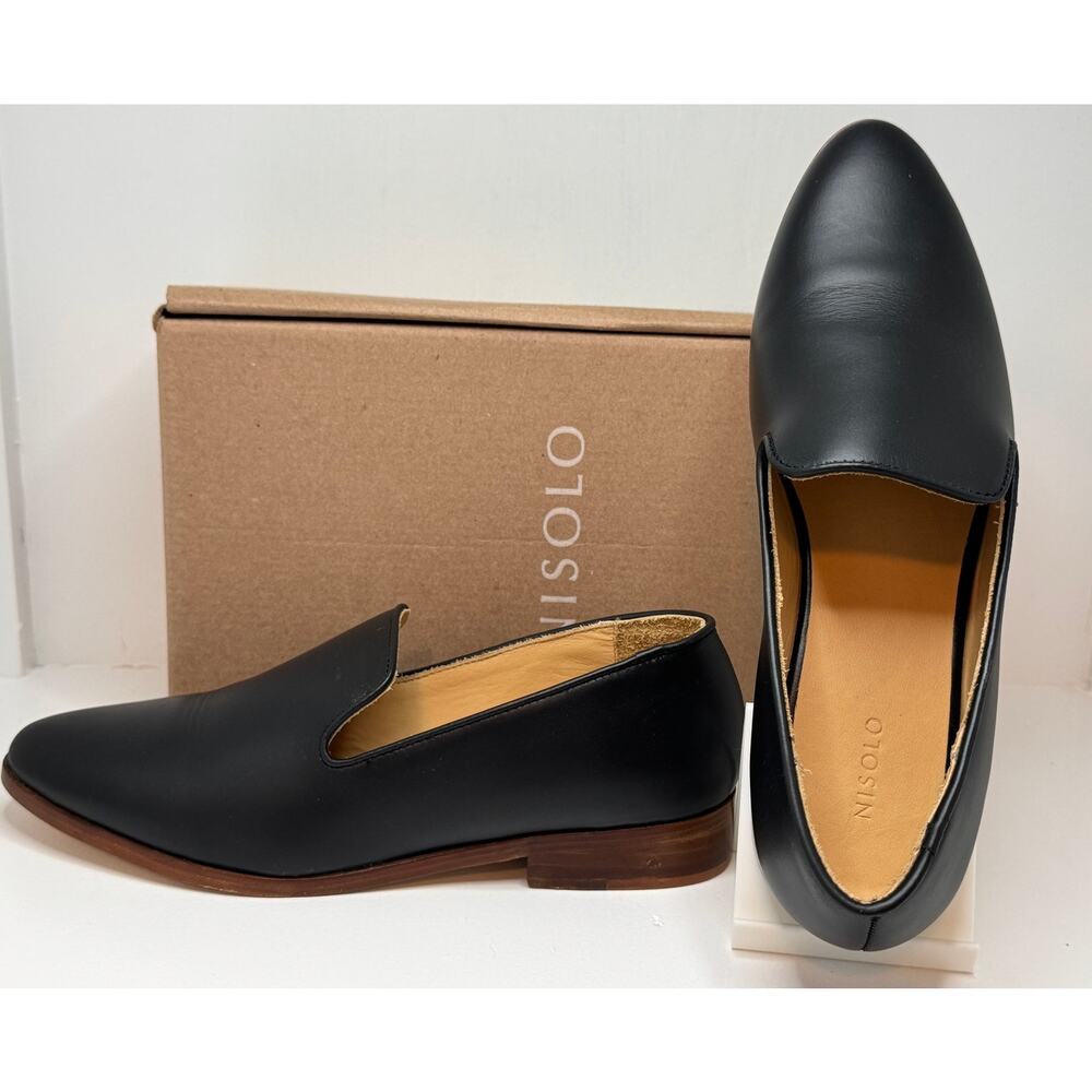 Nisolo Women’s Black Leather Loafer Flats Size 10